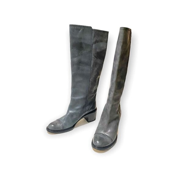 Chloe boots Grey Leather Knee High Mid heel boot, Size 39.5 EU - Picture 1 of 14